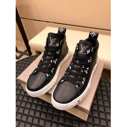 Replica Louis Vuitton Black High Top Sneakers White Sole