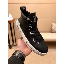 Replica Louis Vuitton Black High Top Sneakers White Sole