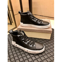 Replica Louis Vuitton Black High Top Sneakers White Sole