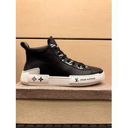 Replica Louis Vuitton Black High Top Sneakers White Sole