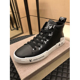 Replica Louis Vuitton Black High Top Sneakers White Sole