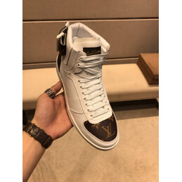 Replica Louis Vuitton White Brown Monogram High Top Sneakers