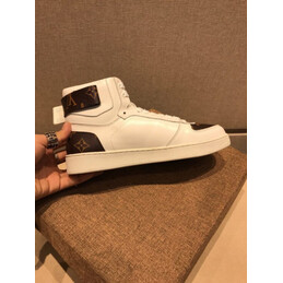 Replica Louis Vuitton White Brown Monogram High Top Sneakers