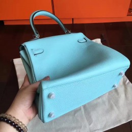 Replica Hermes Light Blue Kelly 28 Palladium Hardware Bag