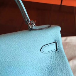 Replica Hermes Light Blue Kelly 28 Palladium Hardware Bag