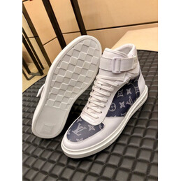 Replica Louis Vuitton White Navy Monogram High Top Sneakers