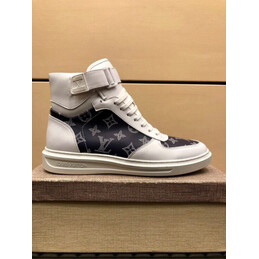 Replica Louis Vuitton White Navy Monogram High Top Sneakers