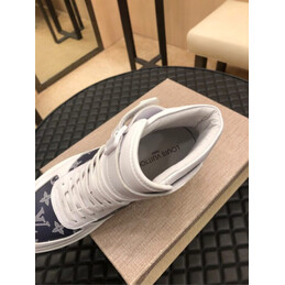 Replica Louis Vuitton White Navy Monogram High Top Sneakers