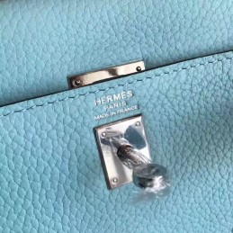 Replica Hermes Light Blue Kelly 28 Palladium Hardware Bag