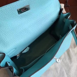 Replica Hermes Light Blue Kelly 28 Palladium Hardware Bag