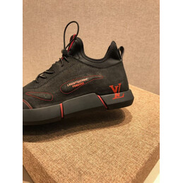Replica Louis Vuitton Black Red Knit Sneakers