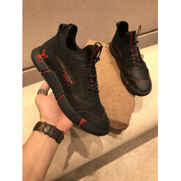 Replica Louis Vuitton Black Red Knit Sneakers