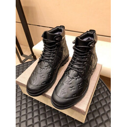 Replica Louis Vuitton Black Monogram Combat Boots