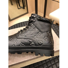 Replica Louis Vuitton Black Monogram Combat Boots