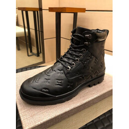 Replica Louis Vuitton Black Monogram Combat Boots