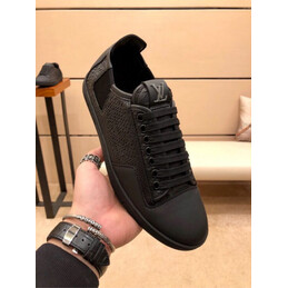 Replica Louis Vuitton Black Perforated Low Top Sneakers