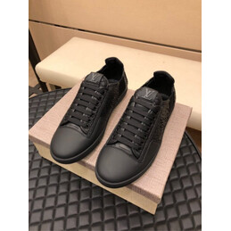 Replica Louis Vuitton Black Perforated Low Top Sneakers
