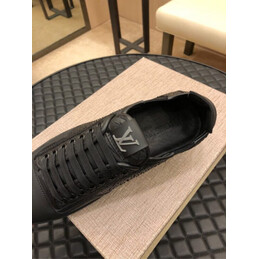 Replica Louis Vuitton Black Perforated Low Top Sneakers
