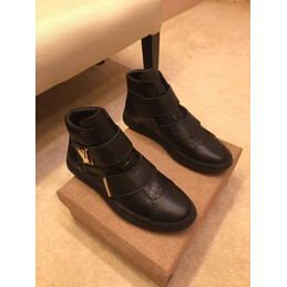 Replica Louis Vuitton Black Monogram Strap Ankle Boots
