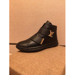 Replica Louis Vuitton Black Monogram Strap Ankle Boots