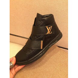 Replica Louis Vuitton Black Monogram Strap Ankle Boots