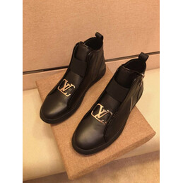 Replica Louis Vuitton Black Zip Ankle Boots