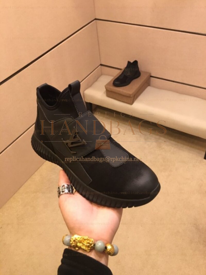Replica Louis Vuitton Black Double Strap Sneakers