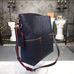Replica Louis Vuitton Navy Blue Mahina Red Trim Melie