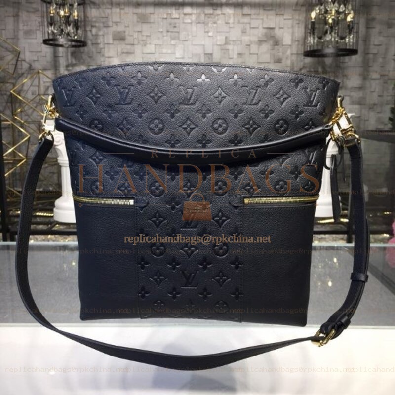 Replica Louis Vuitton Navy Blue Mahina Black Trim Melie