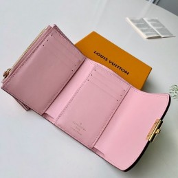 Replica Louis Vuitton Brown Damier Ebene Pale Pink Croisette Compact Wallet