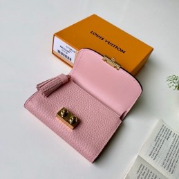 Replica Louis Vuitton Brown Damier Ebene Pale Pink Croisette Compact Wallet