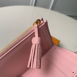 Replica Louis Vuitton Brown Damier Ebene Pale Pink Croisette Compact Wallet