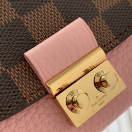 Replica Louis Vuitton Brown Damier Ebene Pale Pink Croisette Compact Wallet