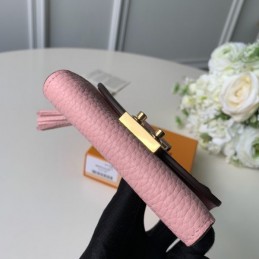 Replica Louis Vuitton Brown Damier Ebene Pale Pink Croisette Compact Wallet