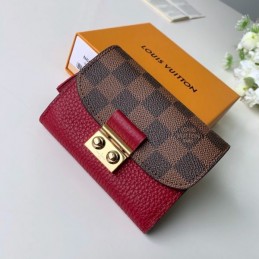 Replica Louis Vuitton Brown Damier Ebene Burgundy Croisette Compact Wallet