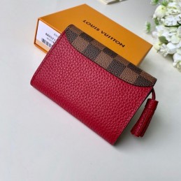 Replica Louis Vuitton Brown Damier Ebene Burgundy Croisette Compact Wallet