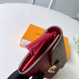 Replica Louis Vuitton Brown Damier Ebene Red Croisette Wallet