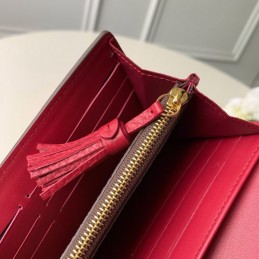 Replica Louis Vuitton Brown Damier Ebene Red Croisette Wallet