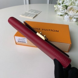 Replica Louis Vuitton Brown Damier Ebene Red Croisette Wallet