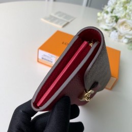 Replica Louis Vuitton Brown Damier Ebene Red Croisette Wallet