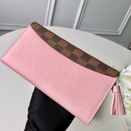 Replica Louis Vuitton Brown Damier Ebene Pale Pink Croisette Wallet