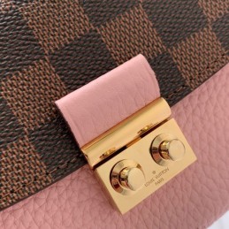 Replica Louis Vuitton Brown Damier Ebene Pale Pink Croisette Wallet