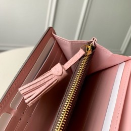 Replica Louis Vuitton Brown Damier Ebene Pale Pink Croisette Wallet