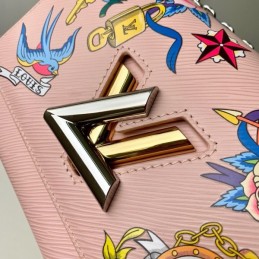 Replica Louis Vuitton Pale Pink Twist MM with Embroidered Bird Detail