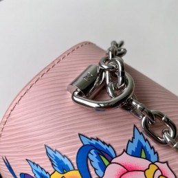 Replica Louis Vuitton Pale Pink Twist MM with Embroidered Bird Detail