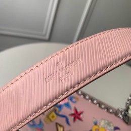 Replica Louis Vuitton Pale Pink Twist MM with Embroidered Bird Detail