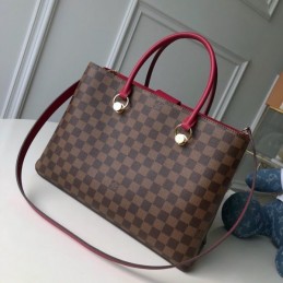 Replica Louis Vuitton Brown Damier Ebene Burgundy Trim Riverside