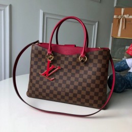 Replica Louis Vuitton Brown Damier Ebene Burgundy Trim Riverside