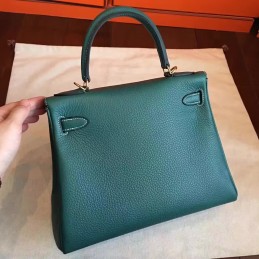 Replica Hermes Green Kelly 28 Palladium Hardware Bag