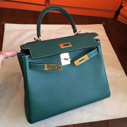 Replica Hermes Green Kelly 28 Palladium Hardware Bag